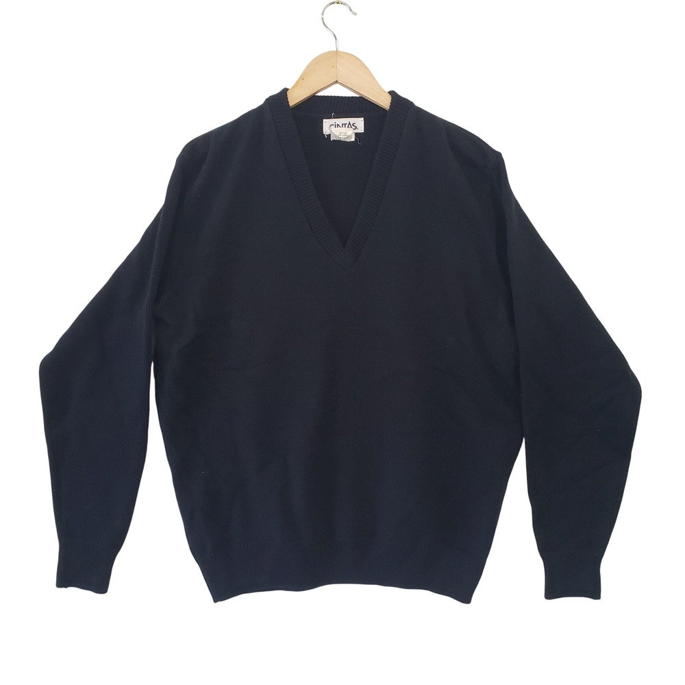 Vintage 90s Mens XL Navy Blue‎ V Neck Sweater Made in USA Grandpacore Preppy